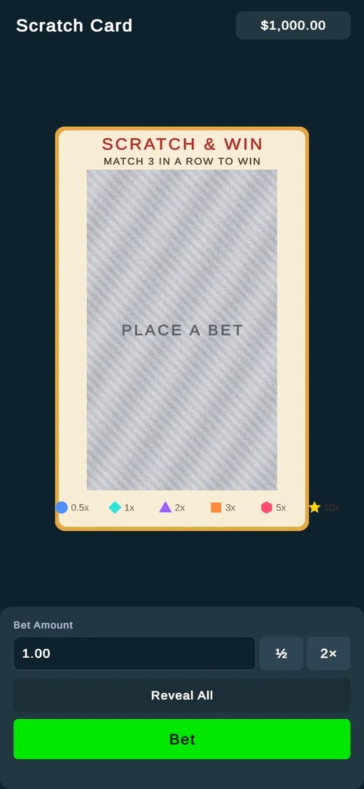 Scratch Card game screen